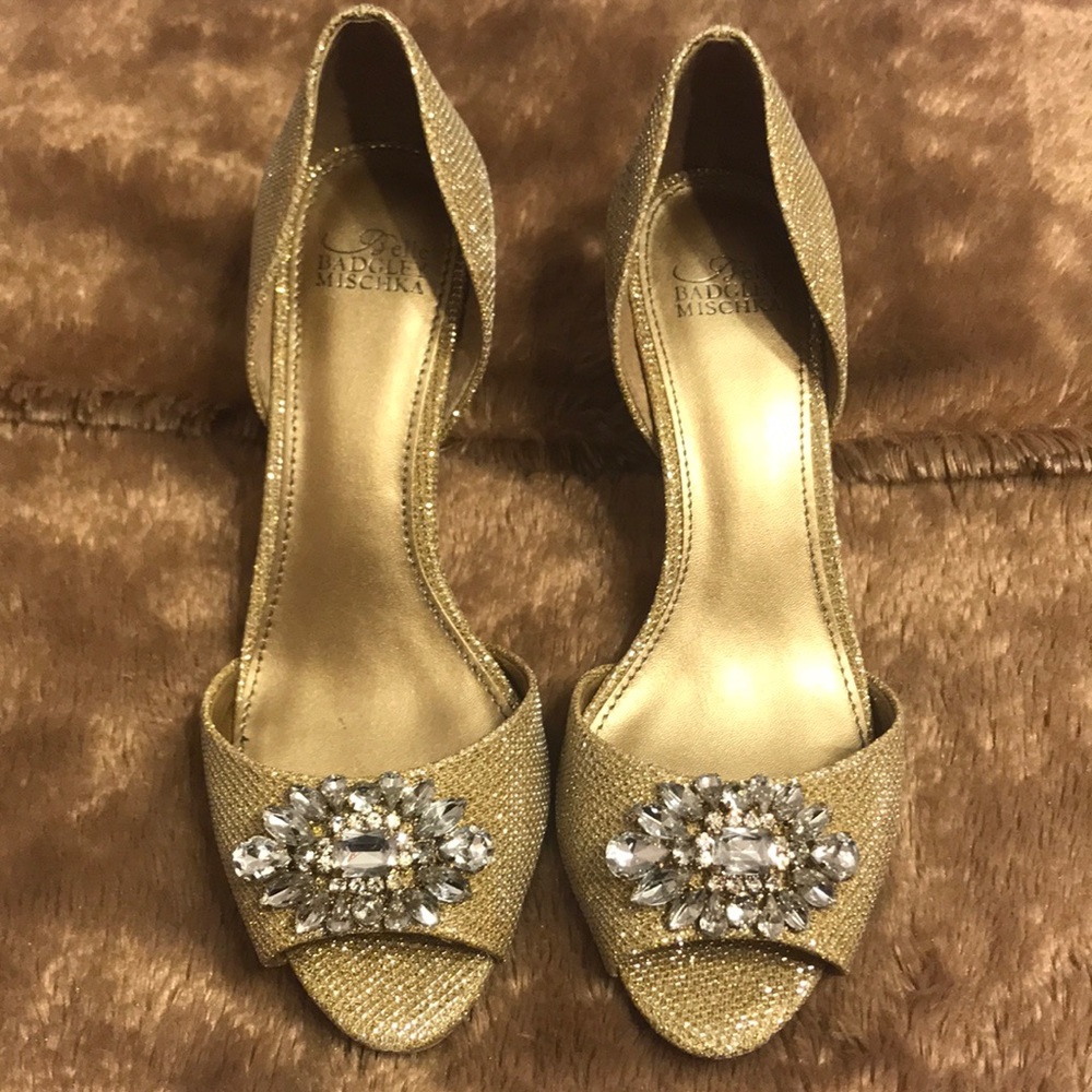 Gold Badgely Mischka D’Orsay Heels